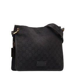 Gucci GG Canvas Shoulder Bag 91762 Black Leather Women's GUCCI