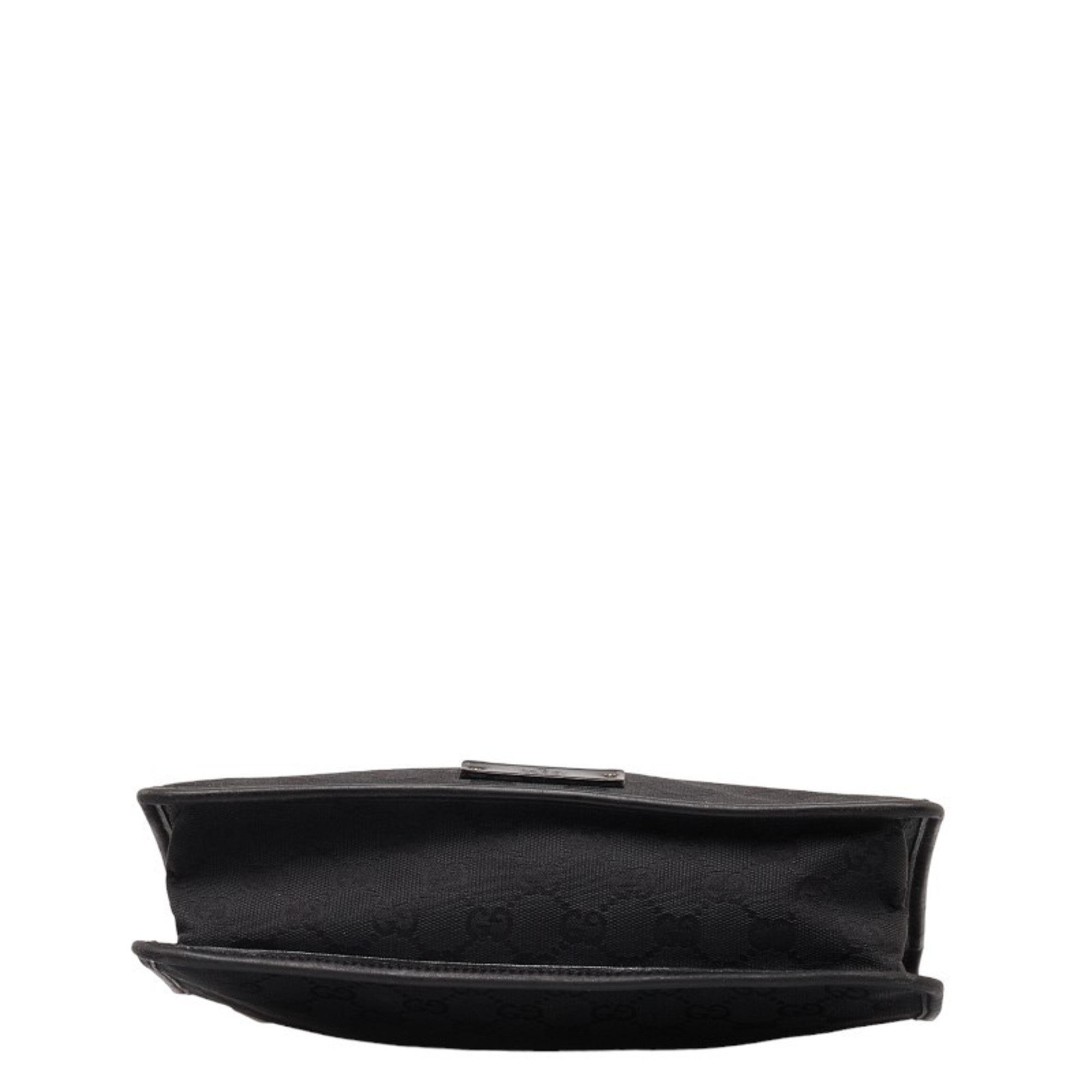 Gucci GG Canvas Shoulder Bag 91762 Black Leather Women's GUCCI
