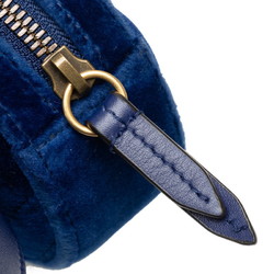 Gucci GG Marmont Quilted Body Bag Waist 476434 Blue Velvet Leather Women's GUCCI