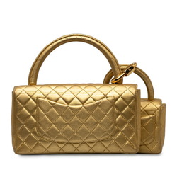 Chanel Matelasse Coco Mark Handbag Gold Lambskin Women's CHANEL