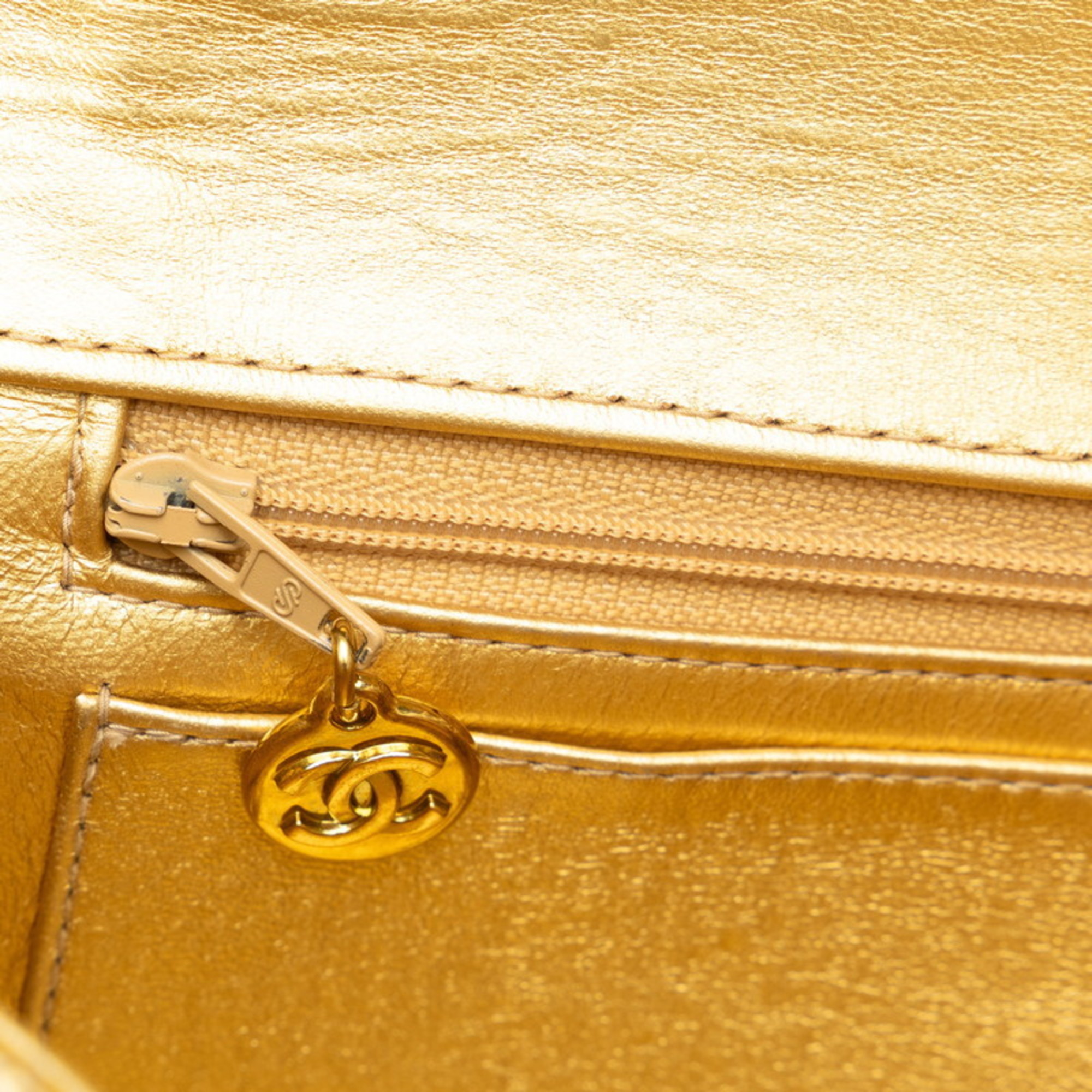 Chanel Matelasse Coco Mark Handbag Gold Lambskin Women's CHANEL