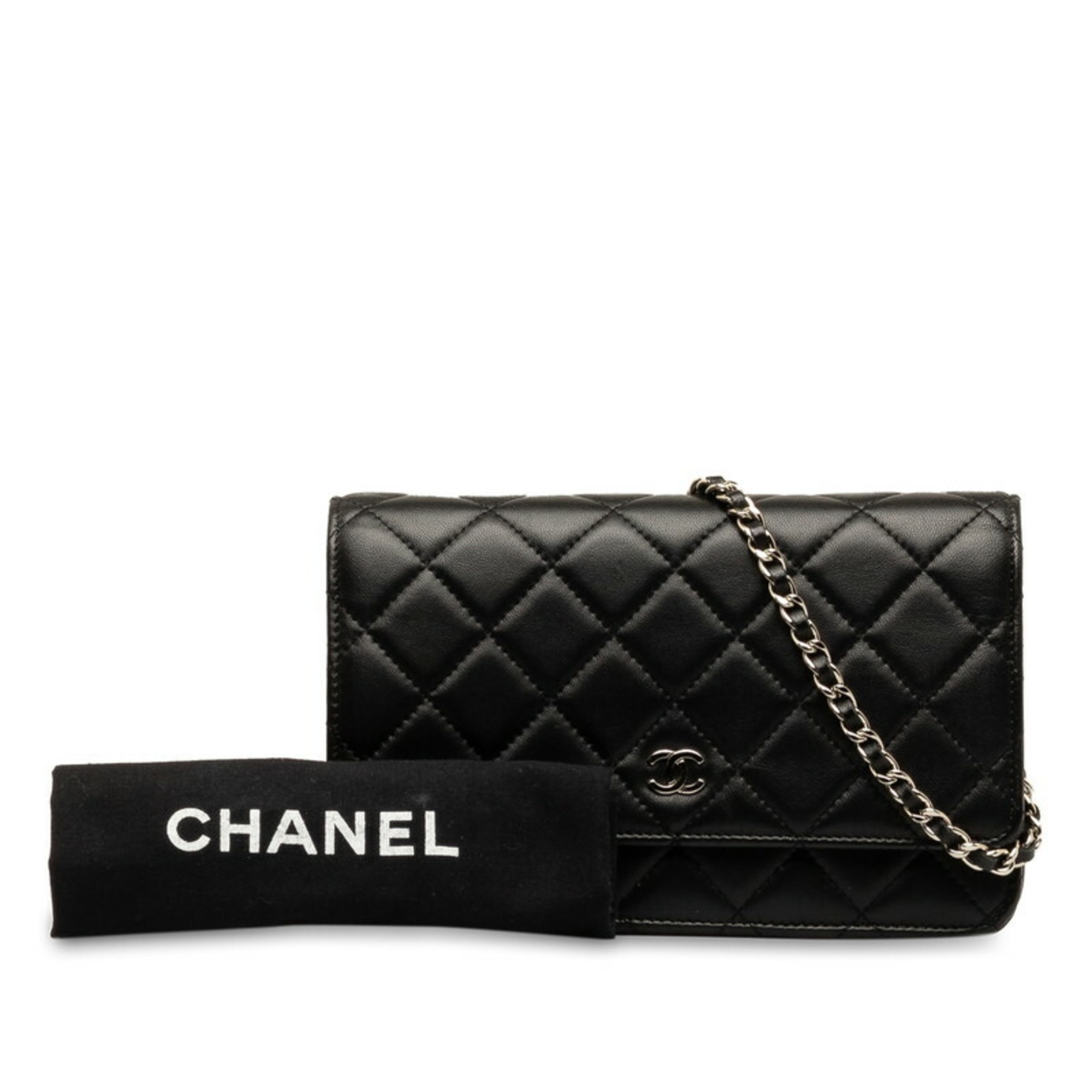 Chanel Matelasse Coco Mark Chain Shoulder Bag Black Lambskin Women's CHANEL
