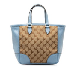 Gucci GG Canvas Handbag Shoulder Bag 449241 Blue Brown Leather Women's GUCCI