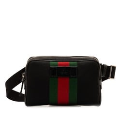 Gucci KWTKN Sherry Line Waist Pouch Body Bag 630919 Black Red Canvas Leather Women's GUCCI