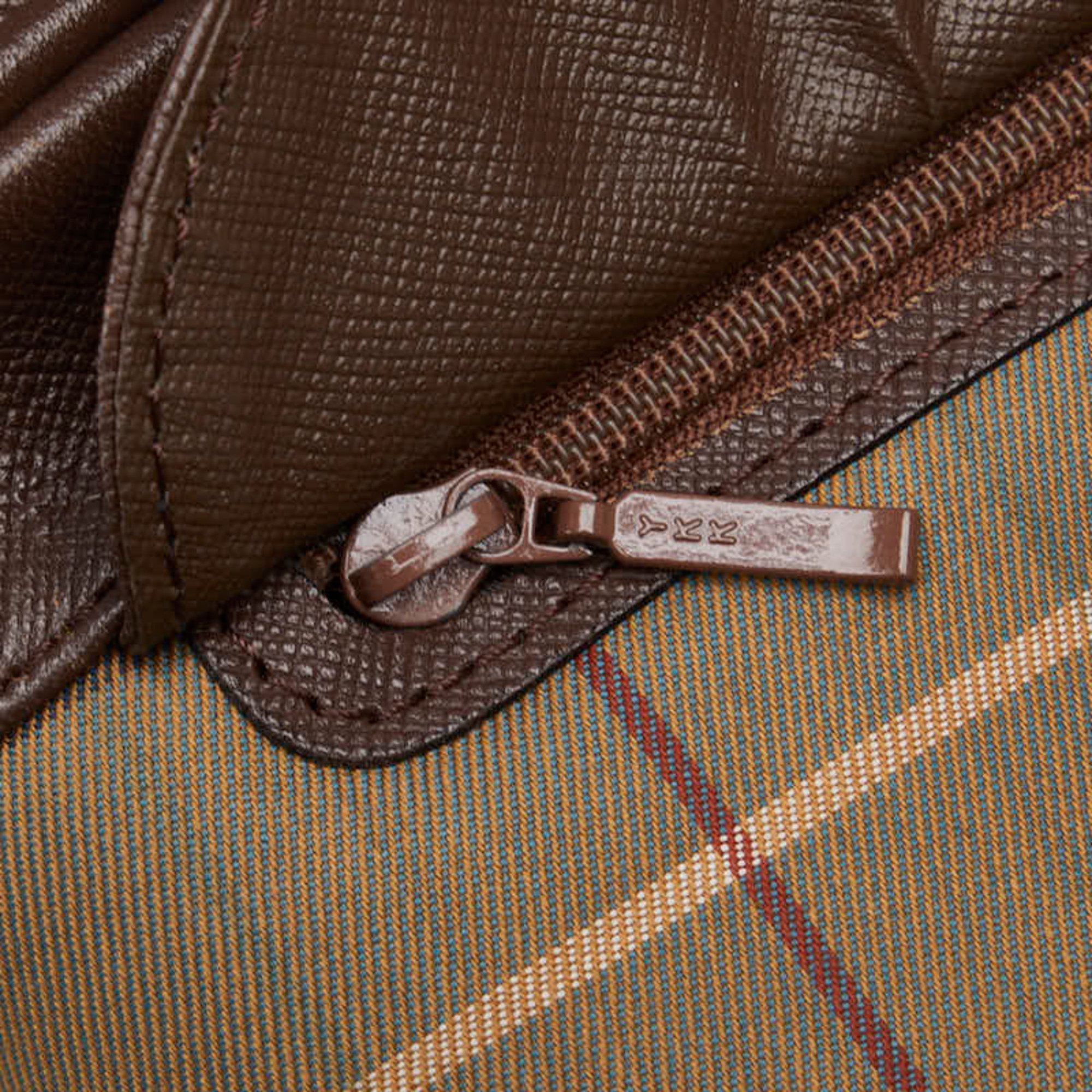 Burberry Check Pouch Second Bag Khaki Brown Canvas Leather Women's BURBERRY