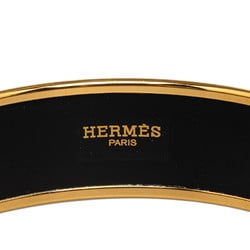 Hermes enamel GM caleche motif bangle black gold plated ladies HERMES