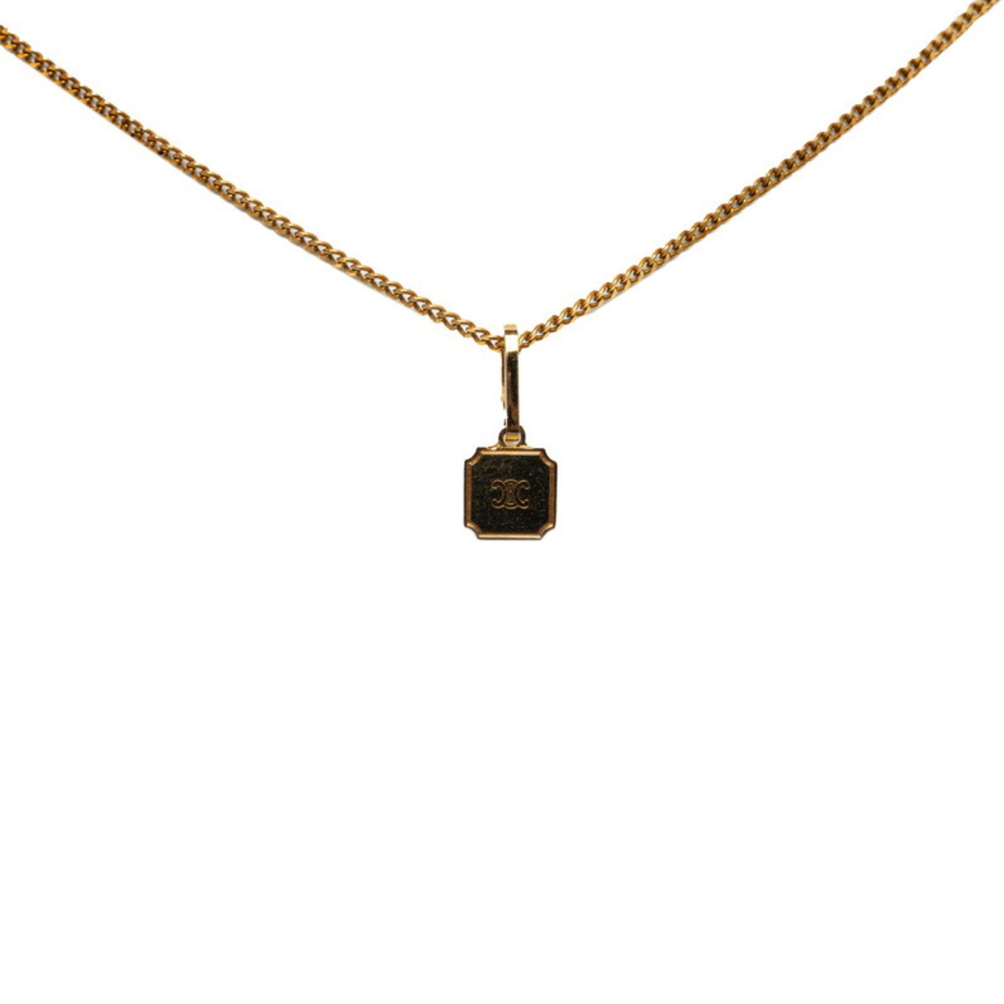 Celine Triomphe Plate Necklace Gold Plated Women's CELINE