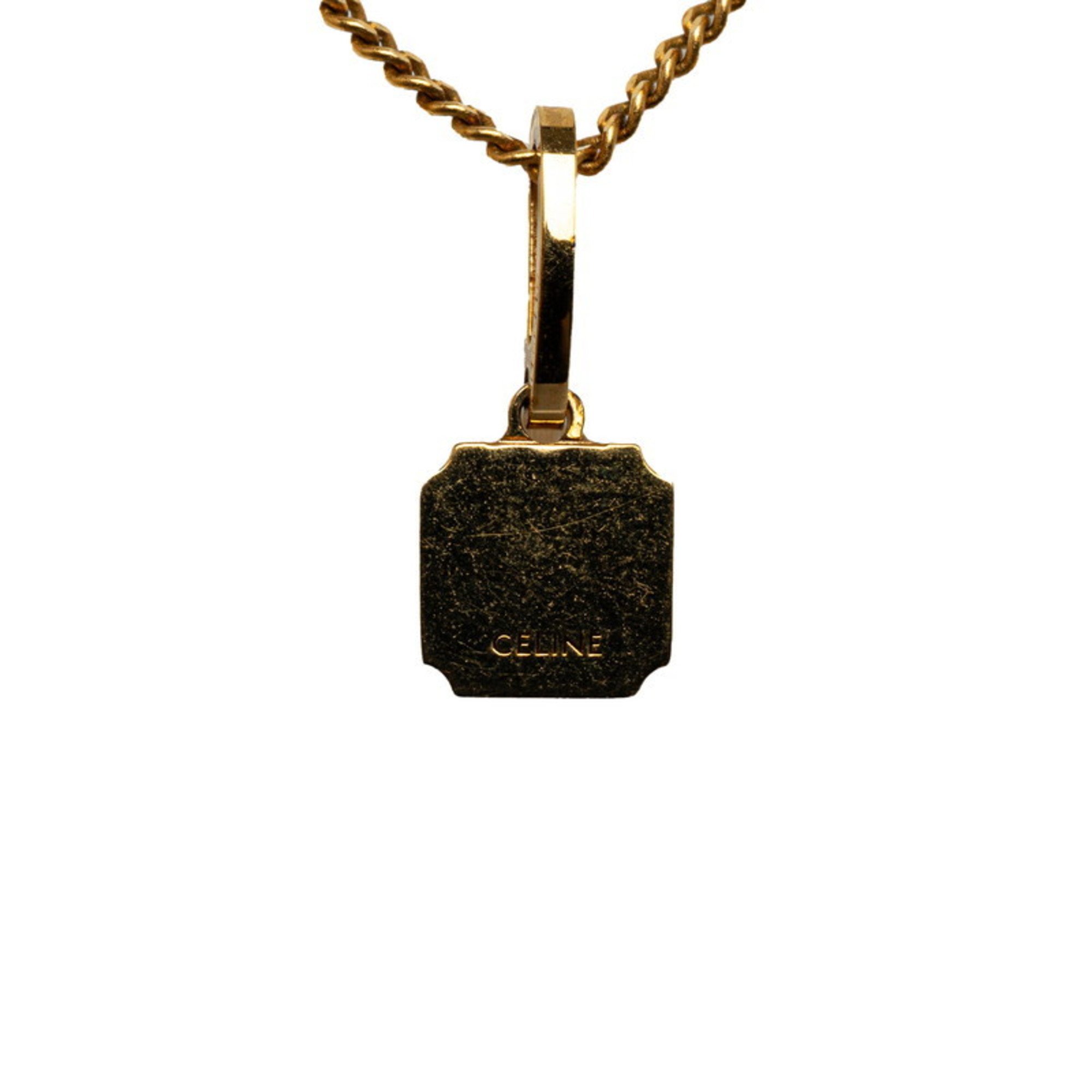 Celine Triomphe Plate Necklace Gold Plated Women's CELINE