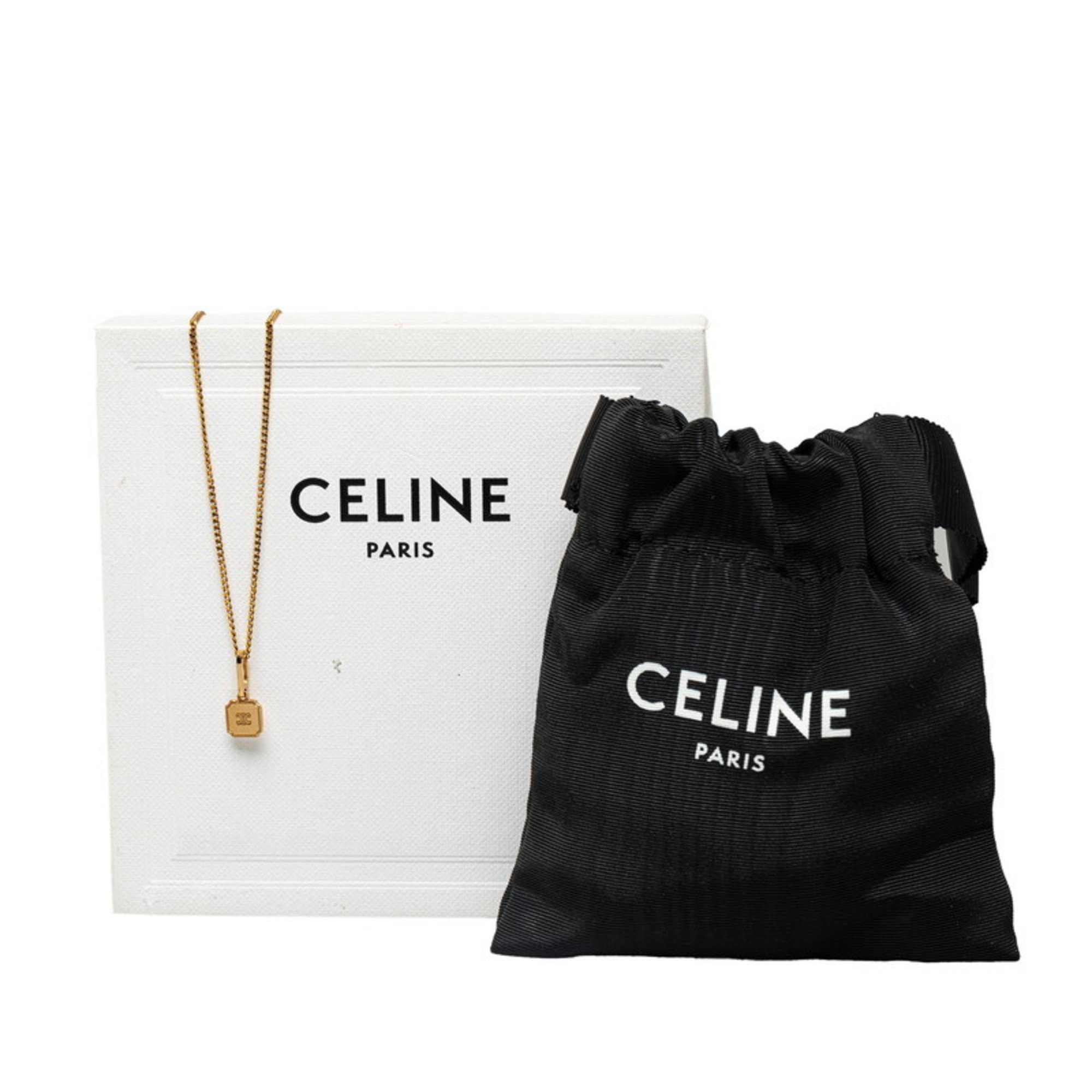 Celine Triomphe Plate Necklace Gold Plated Women's CELINE