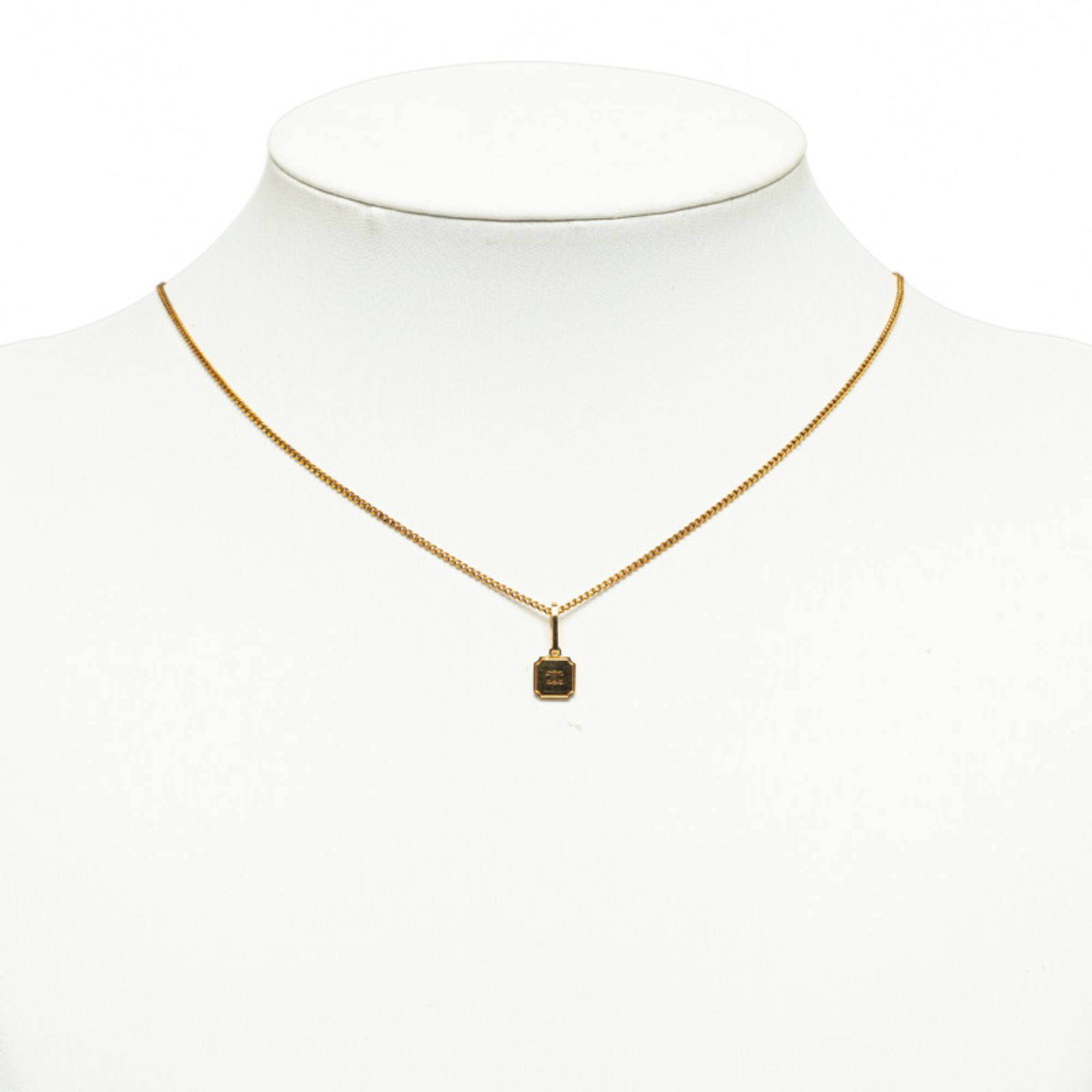 Celine Triomphe Plate Necklace Gold Plated Women's CELINE