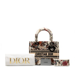 Christian Dior Dior Book Tote Dee-Lite Bird Flower Handbag Shoulder Bag White Multicolor Canvas Women's