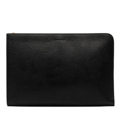 Tiffany clutch bag, black leather, women's, TIFFANY&Co.