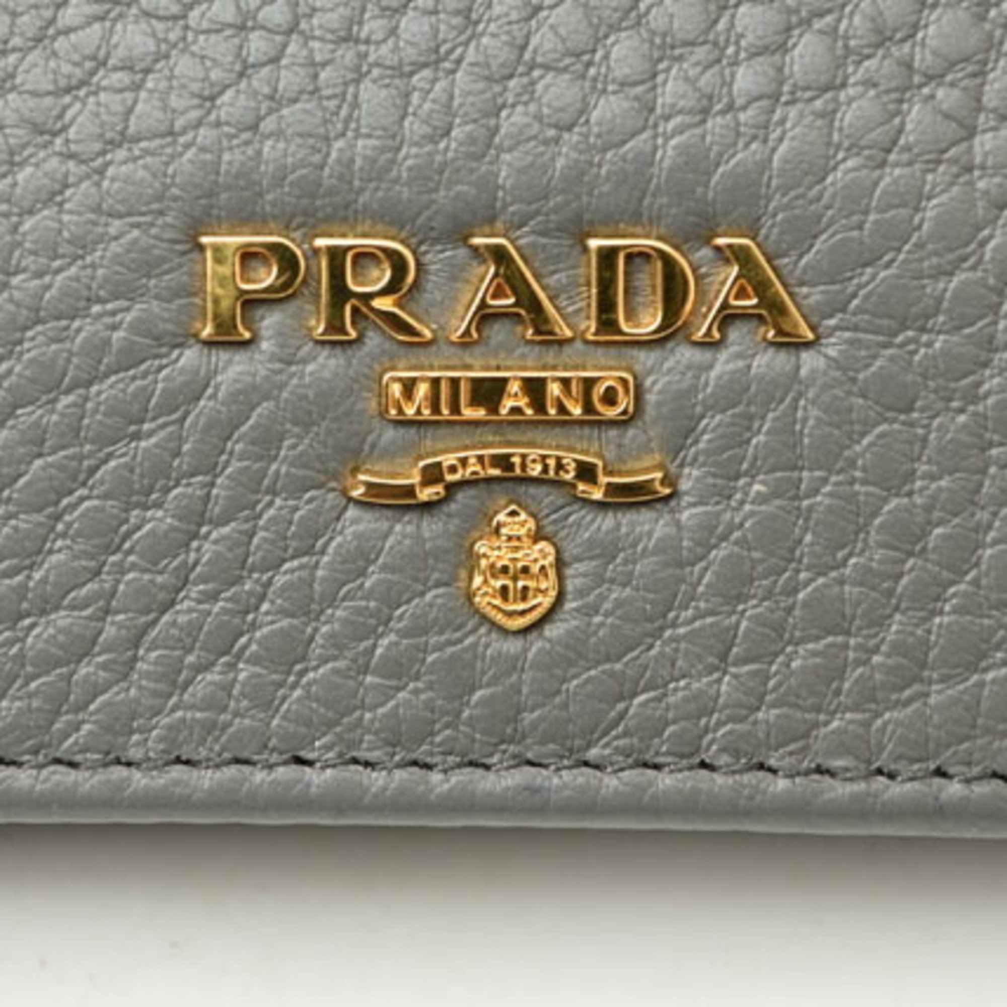 PRADA Folding Wallet 1MV204 VITELLO GRAIN Leather MARMO Grey