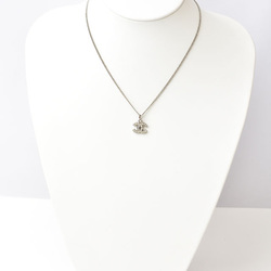 Chanel Necklace Pendant CHANEL Coco Mark CC Rhinestone Silver White