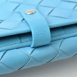 Bottega Veneta Wallet 608072 BOTTEGA VENETA Long Flap Intrecciato Nappa Shiny Calf Light Blue