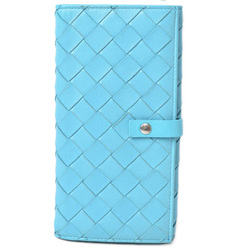 Bottega Veneta Wallet 608072 BOTTEGA VENETA Long Flap Intrecciato Nappa Shiny Calf Light Blue