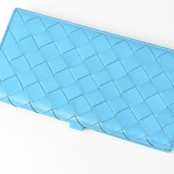 Bottega Veneta Wallet 608072 BOTTEGA VENETA Long Flap Intrecciato Nappa Shiny Calf Light Blue