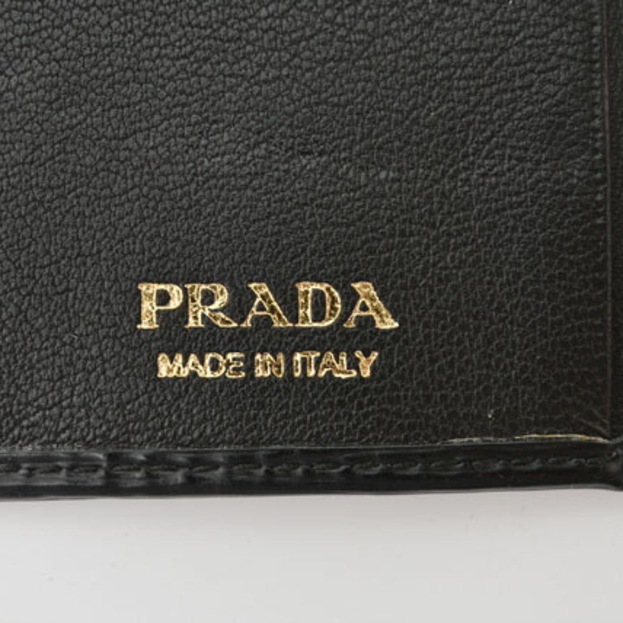 PRADA 6-ring key case, holder, 1PG222, VITELLO MOVE, embossed leather, NERO, black