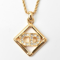 Christian Dior Necklace CD Rhinestone Gold