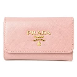 PRADA 6-ring key case, holder, 1PG004, SAFFIANO METAL, embossed leather, PESCO, light pink, outlet