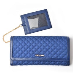 PRADA Wallet Outlet Pass Long 1M1132 Nylon Quilted BLUETTE Blue