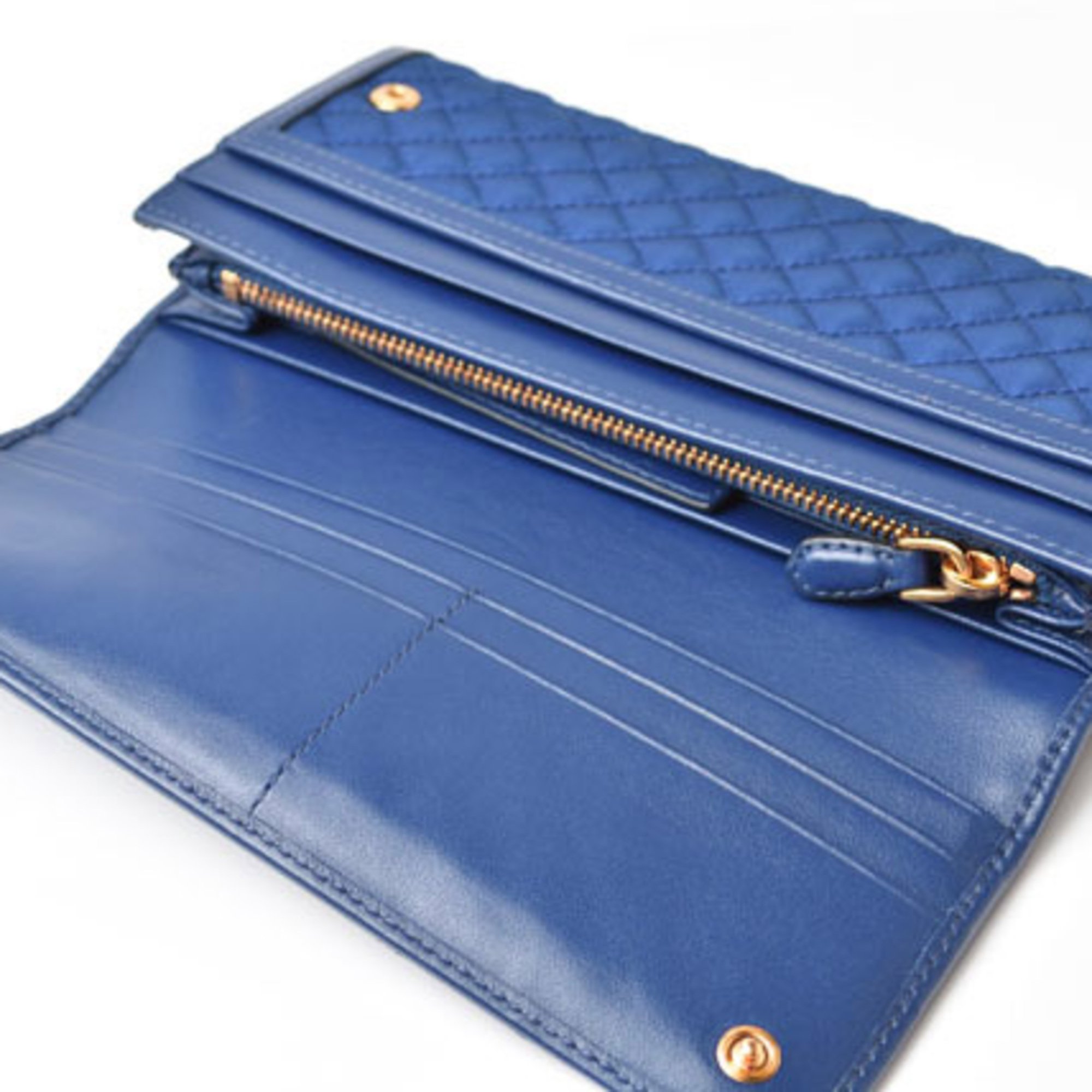 PRADA Wallet Outlet Pass Long 1M1132 Nylon Quilted BLUETTE Blue