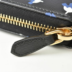 PRADA Long Wallet 1M0506 SAFFIANO PRINT Embossed Leather ROYAL Black Royal