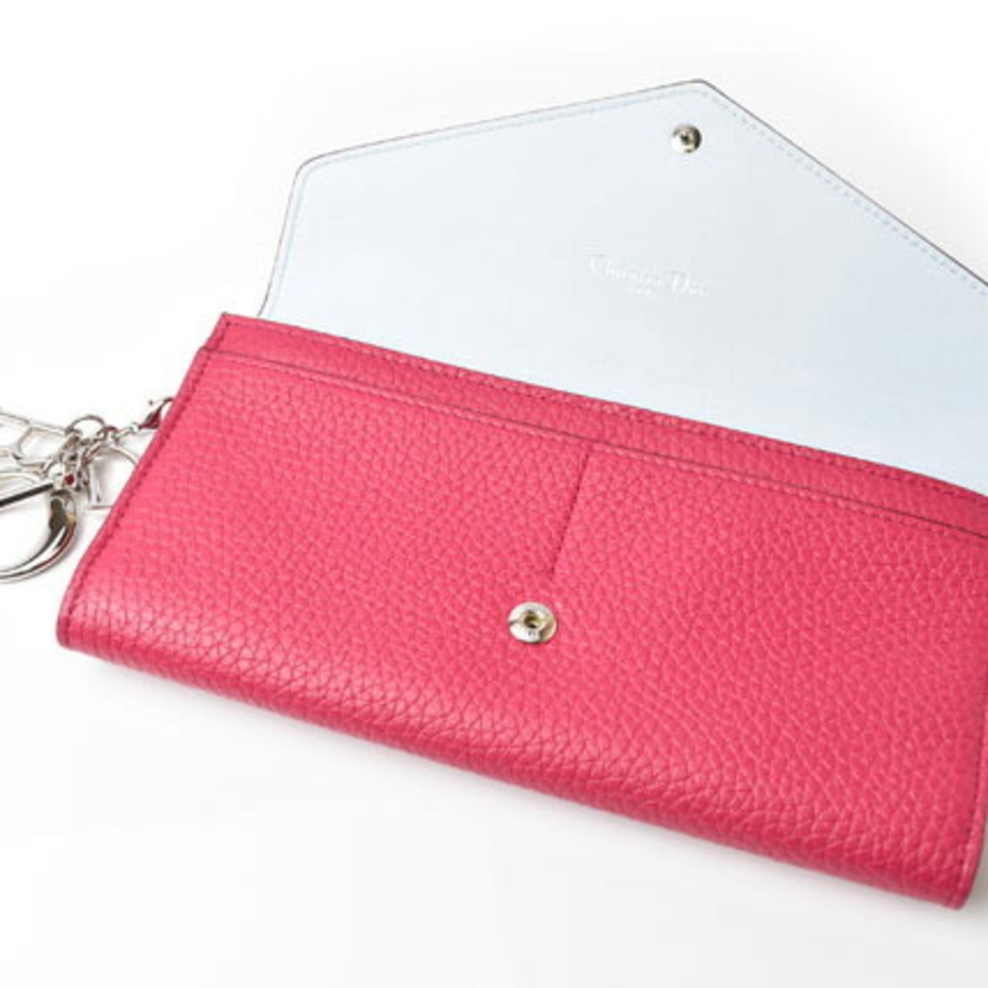 Christian Dior Wallet Long Diorissimo Bicolor Rose Pink Light Blue