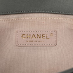 Chanel Camellia Coco Mark Boy 25 Chain Shoulder Bag Beige Wine Red Gray Leather Women's CHANEL