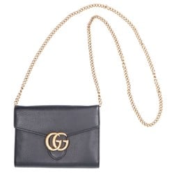 GUCCI 401232 GG Marmont Chain Wallet Shoulder Bag Black Gold Women's