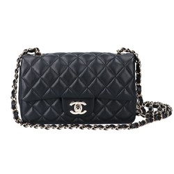 CHANEL Chanel 3 Lambskin Matelasse 20 Chain Shoulder Bag Black x Light Gold Women's