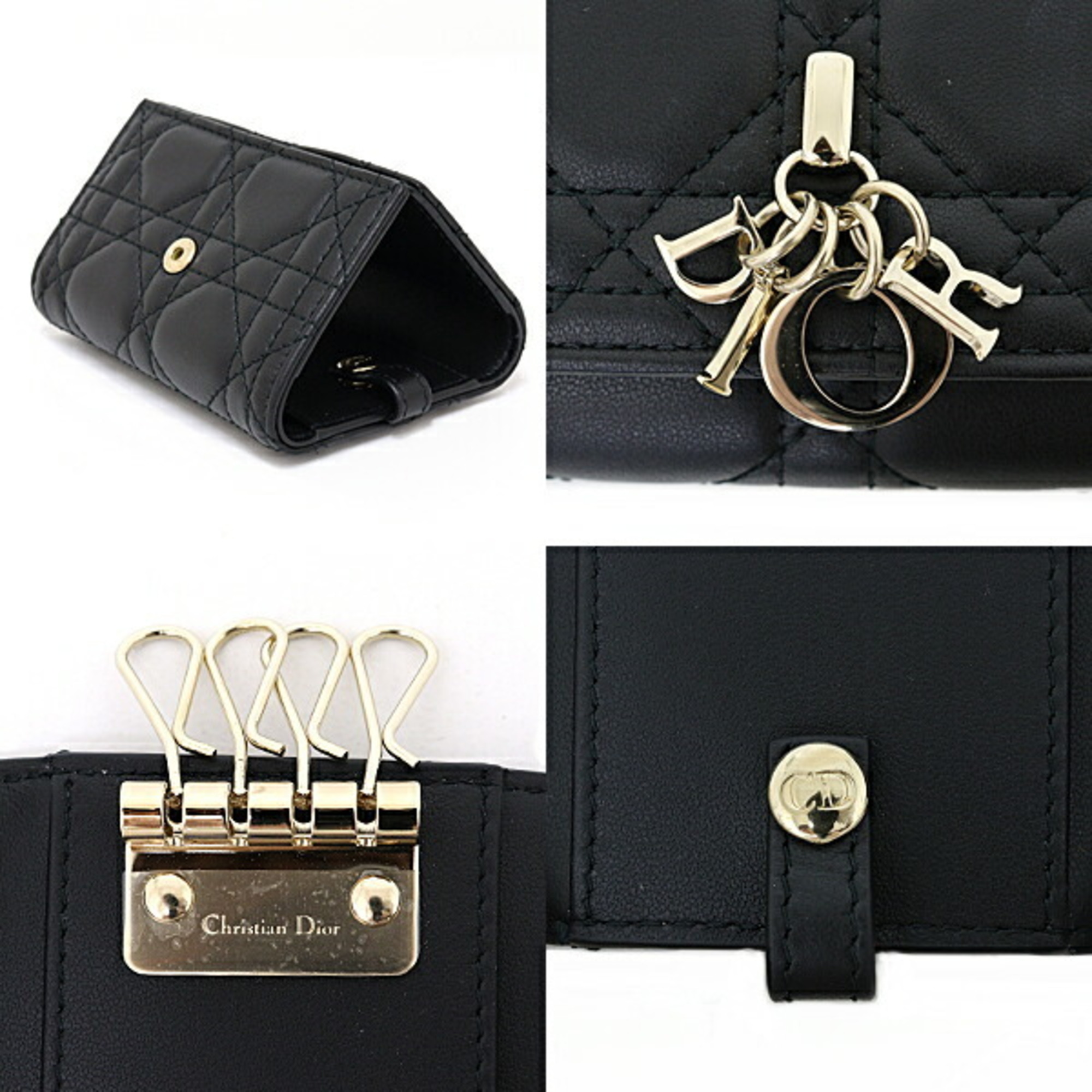 Christian Dior My Aster Key Case 4-ring Cannage Lambskin S0983ONMJ Black