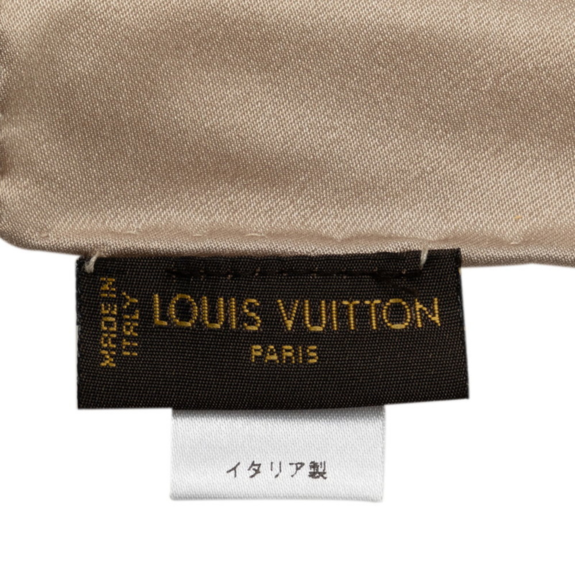 Louis Vuitton Monogram Scarf Muffler Stole Beige Gray Silk Women's LOUIS VUITTON