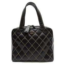 CHANEL Handbag Wild Stitch Leather Black Women's w0167i