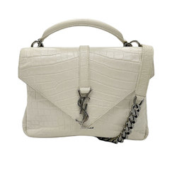 Saint Laurent SAINT LAURENT Handbag Shoulder Bag Embossed Leather/Metal Off-White Women's z0618