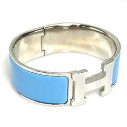 Hermes HERMES Bangle Bracelet Click Clack H Metal/Enamel Silver/Light Blue Women's e58574i