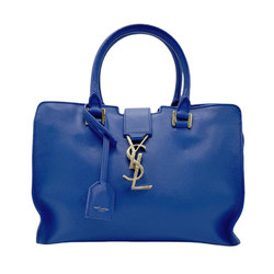 Saint Laurent SAINT LAURENT Handbag Shoulder Bag Baby Cabas Leather Blue Women's 400914 z0679