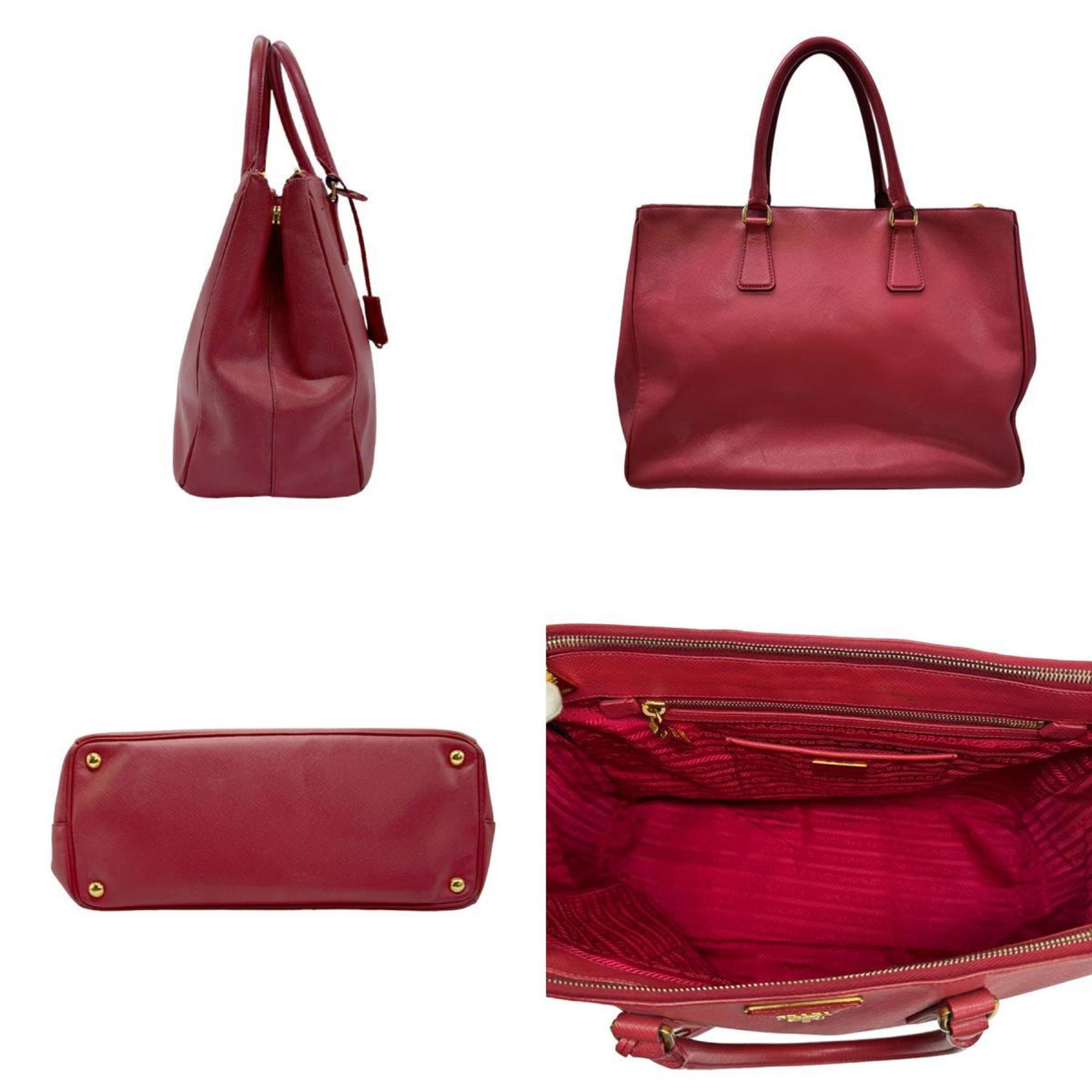 PRADA handbag leather red gold ladies z0680