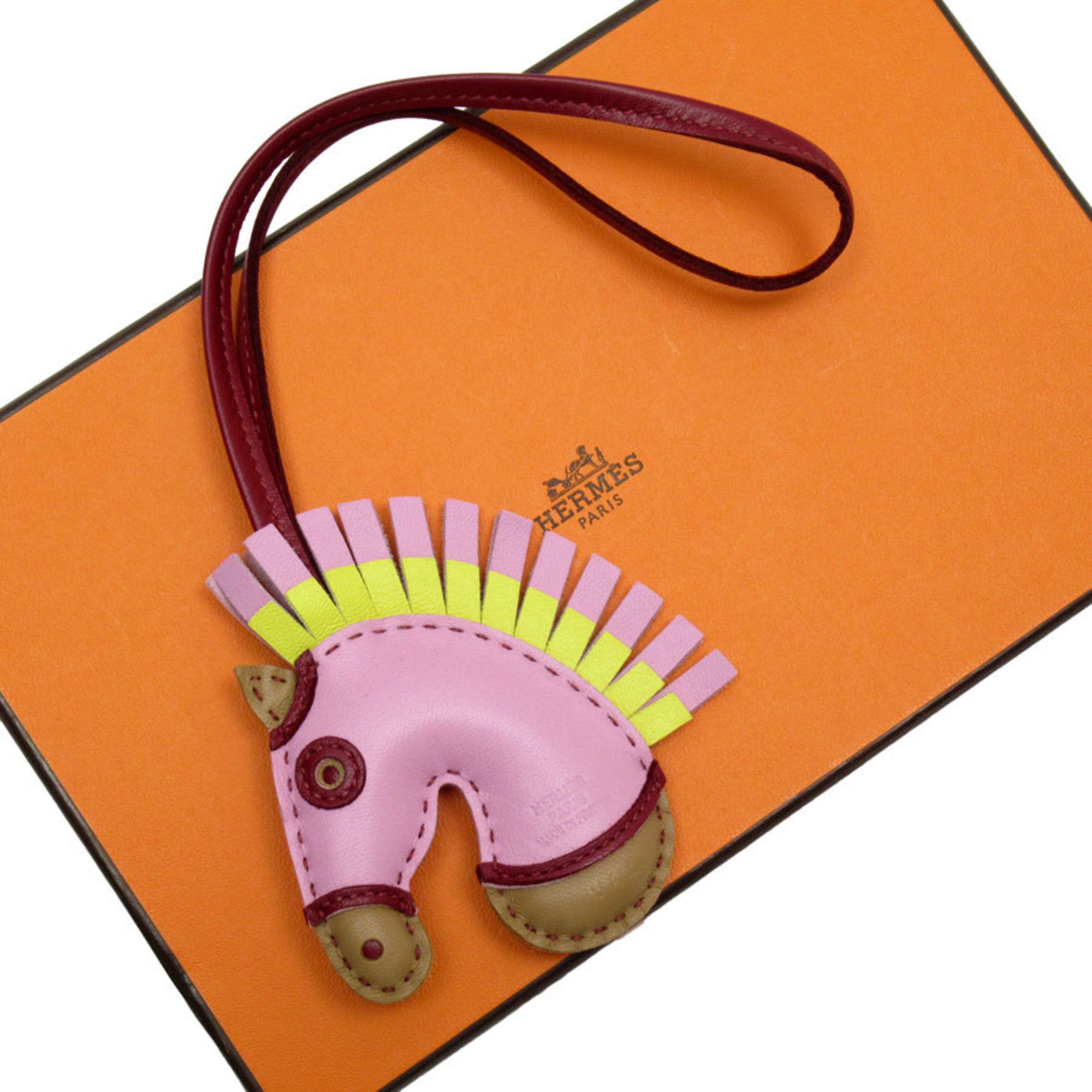 Hermes Charm GG Camayeu Anjou Milo Pink/Brown/Burgundy Unisex w0198g