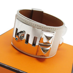 Hermes HERMES Bracelet Collier de Chien Leather/Metal Off-White/Silver Unisex w0180i