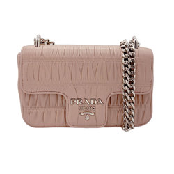 PRADA Shoulder Bag Chain Leather/Metal Pink Beige/Silver Women's z0715