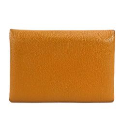 Hermes HERMES card case, business holder, coin wallet, Calvi Duo leather, brown/light pink, women's e58590a