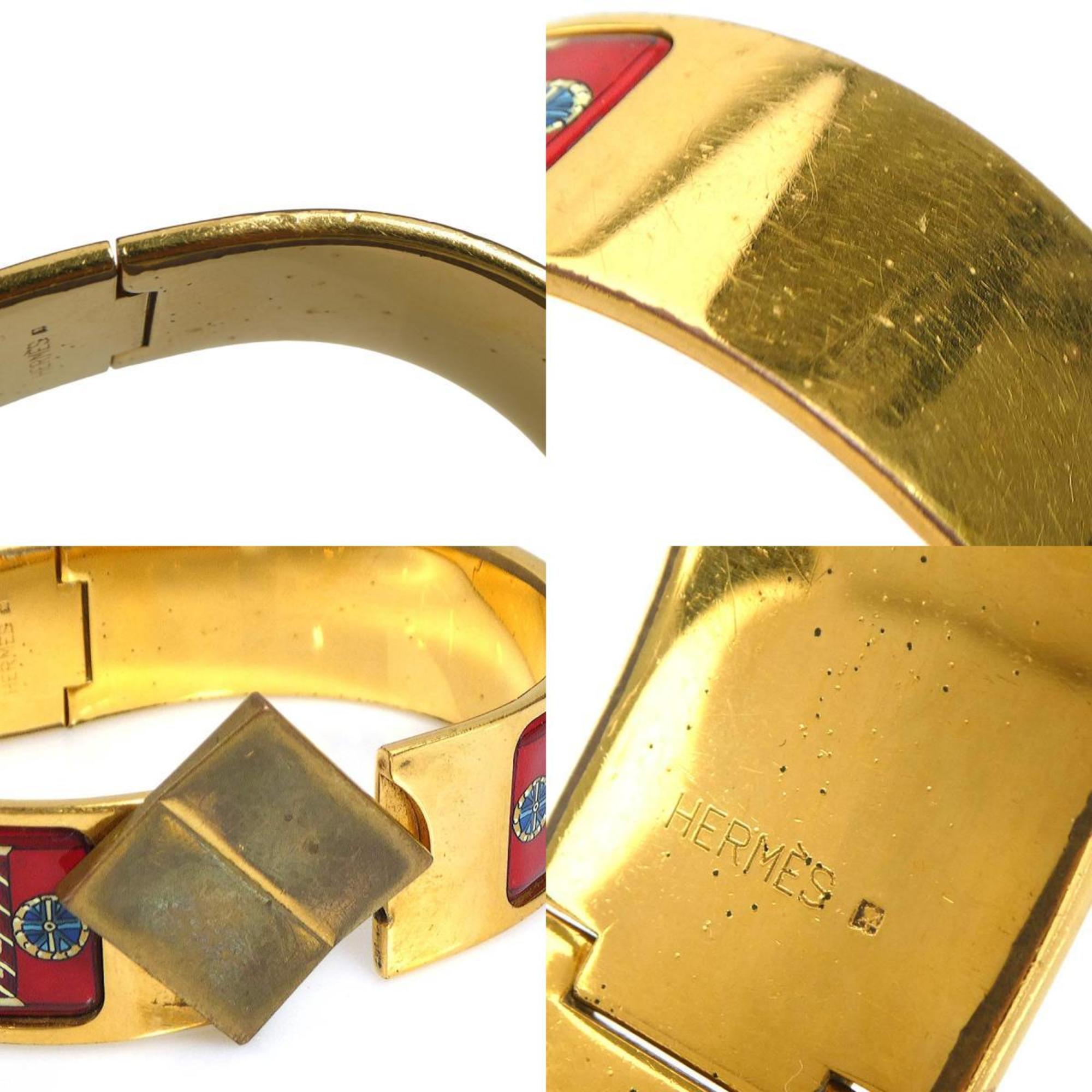 Hermes HERMES Bangle Bracelet Click Clack Metal/Enamel Gold/Multicolor Women's e58575a