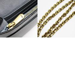 Christian Dior Wallet Chain Shoulder Bag Saddle Leather/Metal Blue Gray Women's w0219a