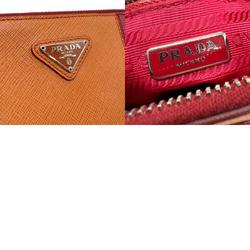 PRADA Shoulder bag Leather/Metal Red/Orange/Silver Women's z0716