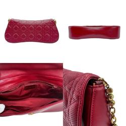 Christian Dior Shoulder Bag Leather Red Women's z0736