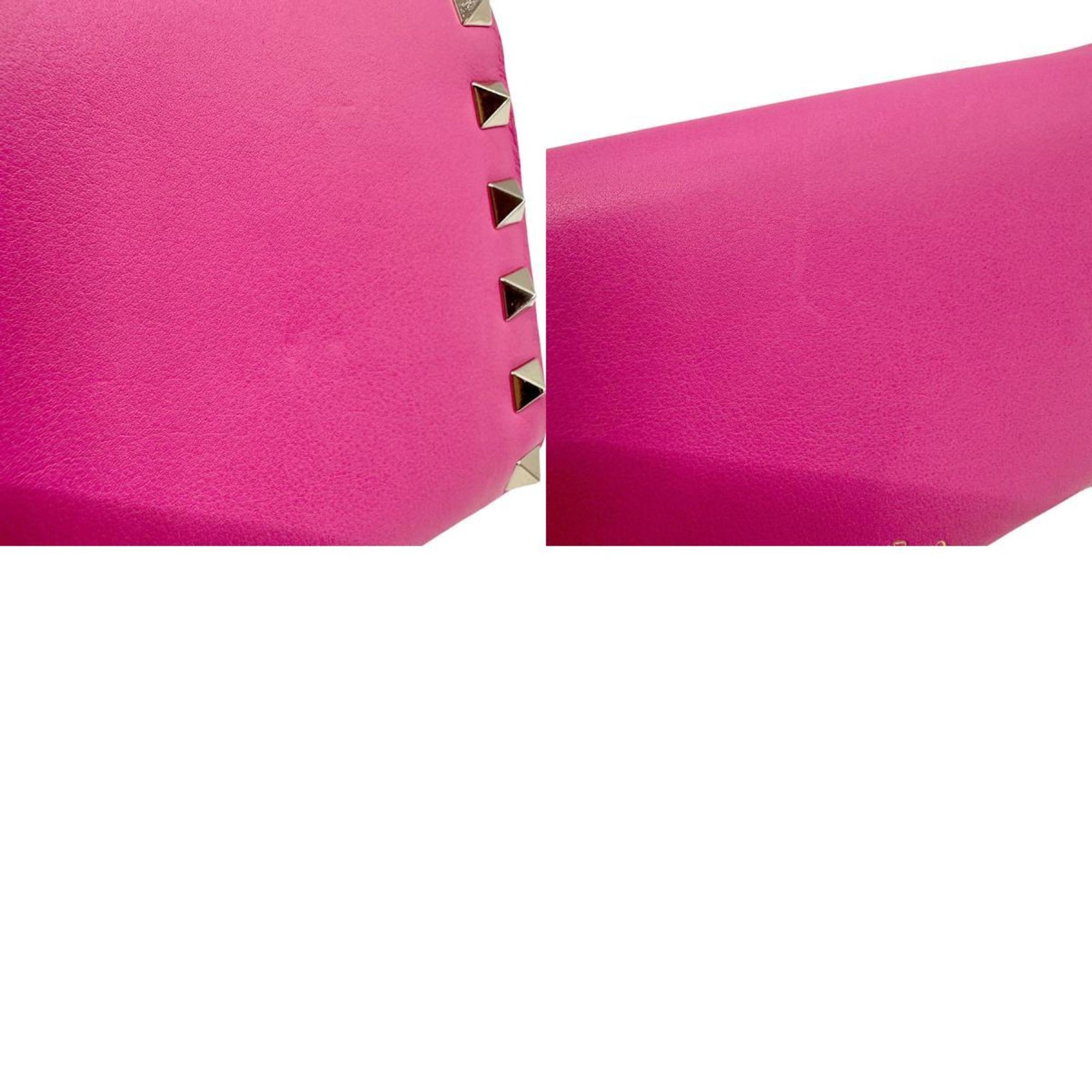 Valentino Garavani Chain Wallet Leather Pink Women's z0735