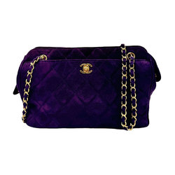 CHANEL Shoulder Bag Suede Purple Women's z0733
