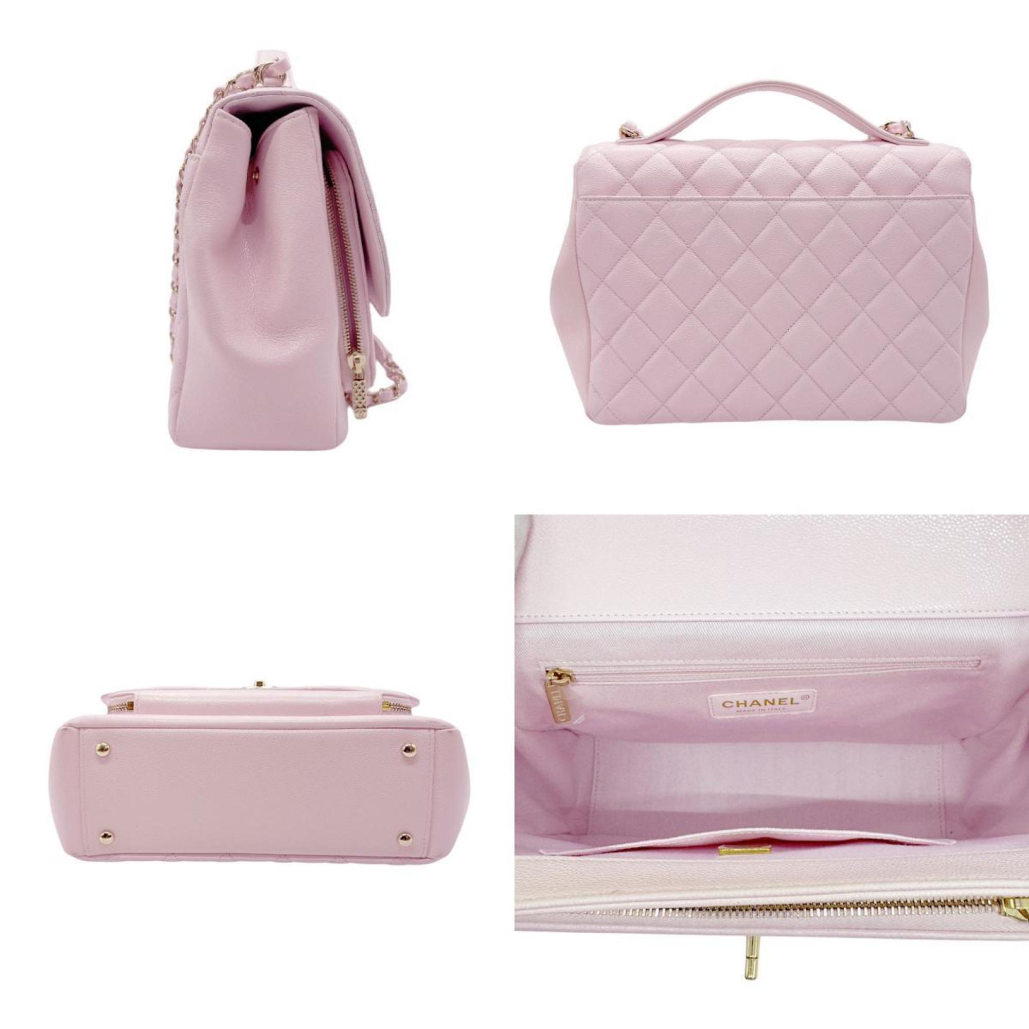 CHANEL Handbag Shoulder Bag Affinity Caviar Skin Leather Light Pink Women's z0702