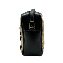 Saint Laurent SAINT LAURENT Shoulder Bag Raffia/Leather Beige x Black Women's 612544 z0435